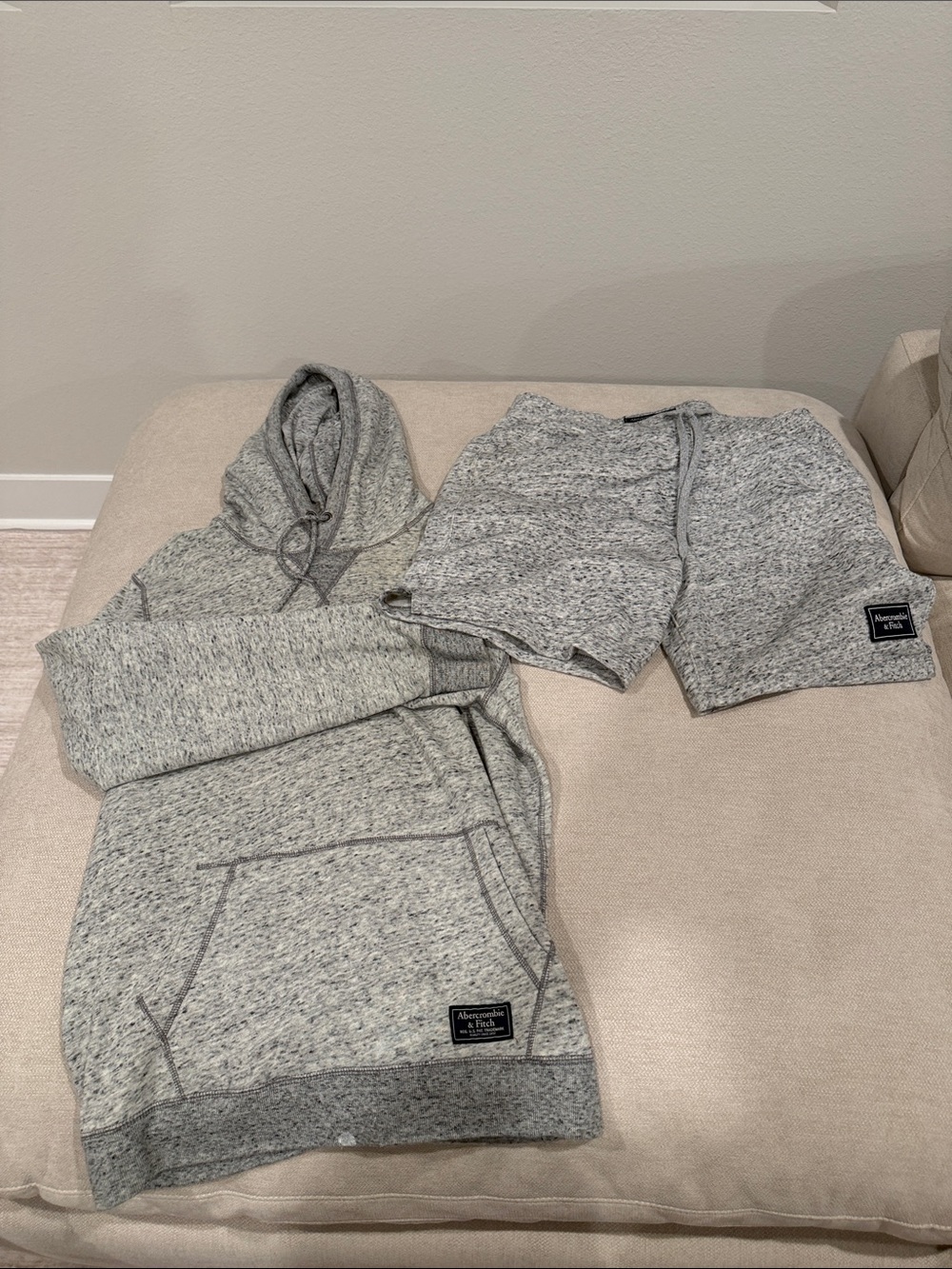 Abercrombie & Fitch Light Heather Gray Hoodie and Shorts Set